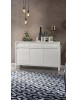 MOBILI 2G - MADIA CREDENZA 3 ANTE 3 SHABBY BIANCO IN LEGNO MASSELLO DI ABETE 150X50X95