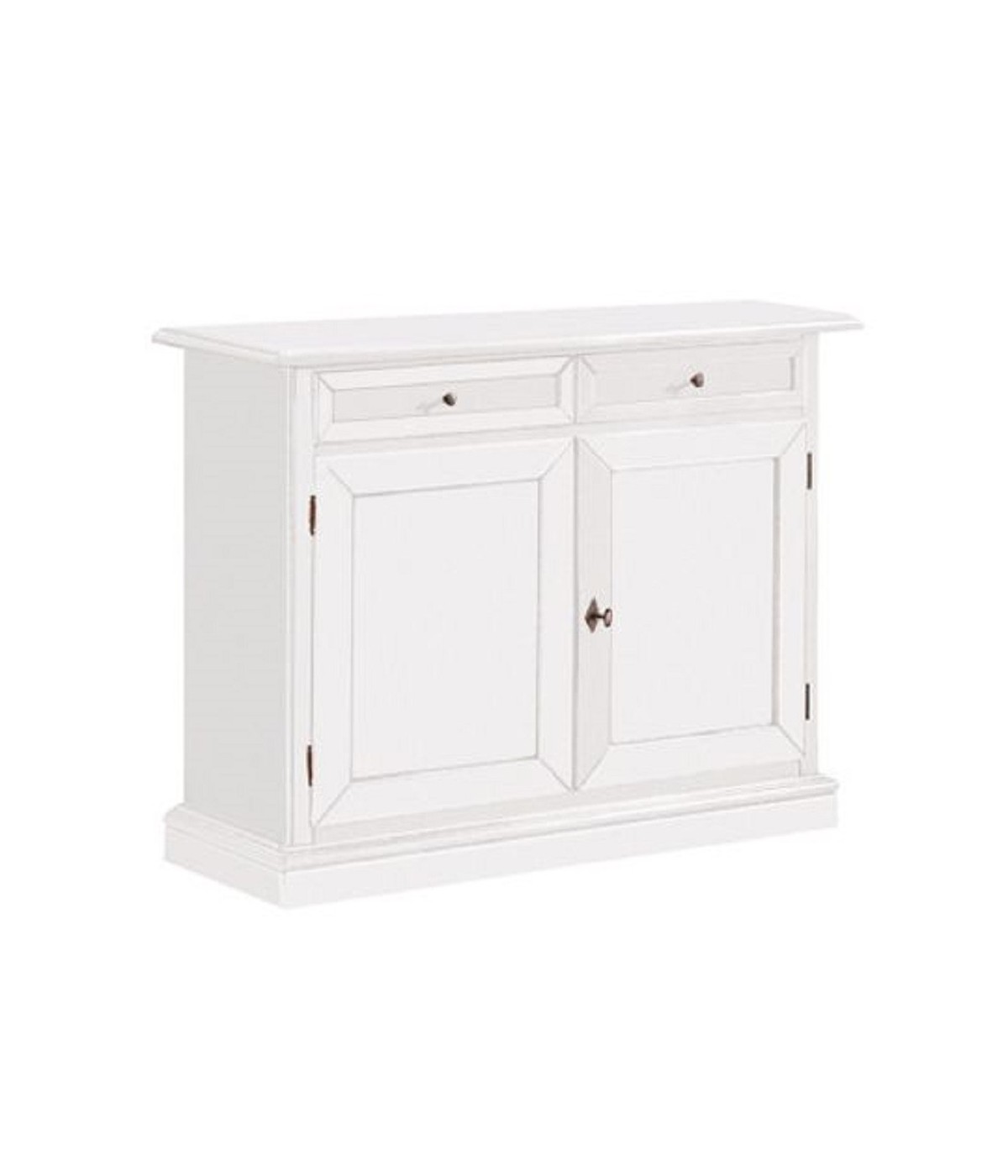 MOBILI 2G - MADIA CREDENZA 2 PORTE ARTE POVERA IN LEGNO BIANCO 105x42x85 vista frontale