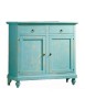 MOBILI 2G - MADIA CREDENZA 2 PORTE IN LEGNO SHABBY CHIC AZZURRO CONSUMATO 112X49X98