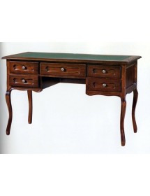 MOBILI 2G - SCRIVANIA 5 CASSETTI IN LEGNO TINTA NOCE  PIANO IN PELLE L.130 P.60 H.79