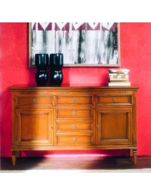 MOBILI 2G - MADIA CREDENZA IN LEGNO 2 PORTE FINITURA BASSANO L.142 P.41 H.85