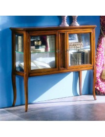 MOBILI 2G - VETRINA CLASSICA IN LEGNO 2 PORTE FINITURA BASSANO L.110 P.40 H.100