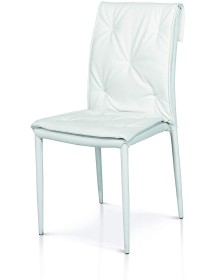 MOBILI 2G - SET 4 SEDIE ECOPELLE TRAPUNTATE COLORE BIANCO 44X41 H.91