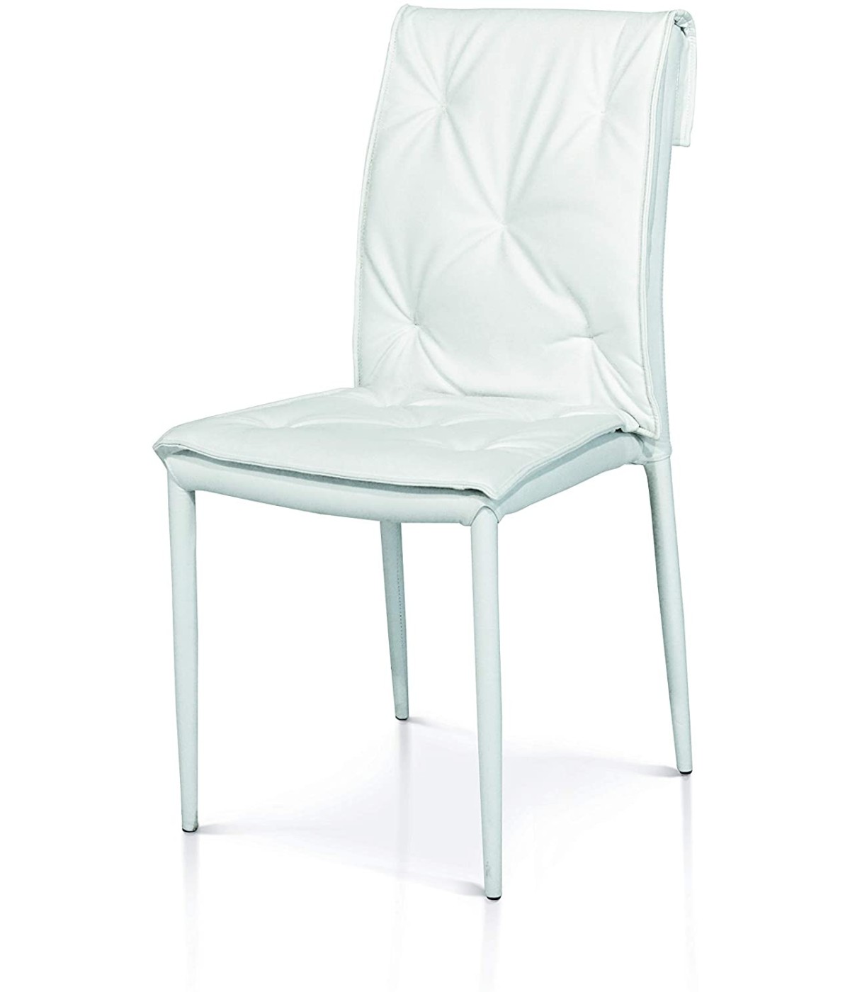 MOBILI 2G - SET 4 SEDIE ECOPELLE TRAPUNTATE COLORE BIANCO 44X41 H.91