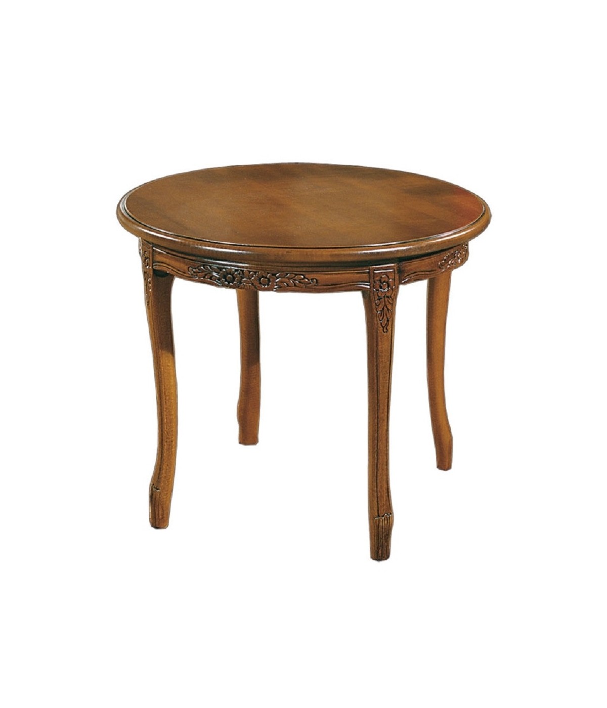 MOBILI 2G - TAVOLINO ROTONDO DA SALOTTO IN LEGNO INTAGLIATO CON FREGI