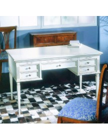 MOBILI 2G - SCRIVANIA CLASSICA IN LEGNO BIANCO CONSUMATO 130x70x80