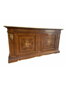 MOBILI 2G - MADIA CREDENZA 2 PORTE IN LEGNO TINTA BASSANO/FOGLIA ORO 213X55X115