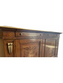 MADIA CREDENZA 2 PORTE IN LEGNO TINTA BASSANO/FOGLIA ORO 213X55X115