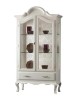 MOBILI 2G - VETRINA CAPPELLO GENDARME LEGNO 2 PORTE SHABBY BIANCO OPACO L.104 P.45 H196