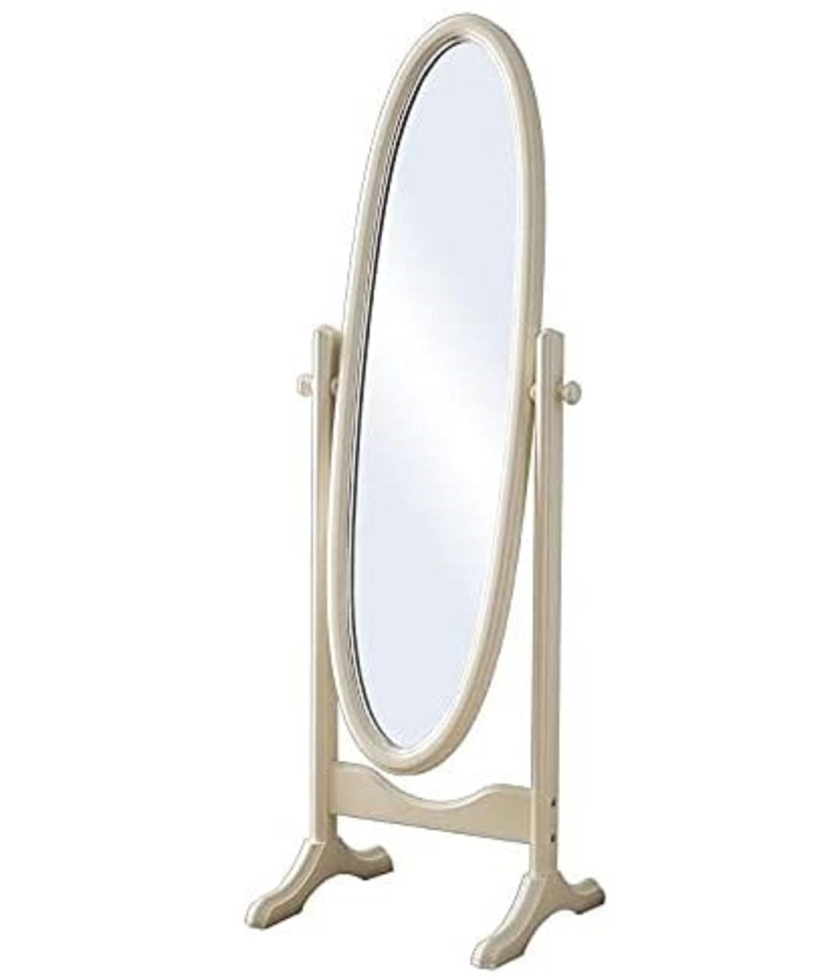 MOBILI 2G - Specchiera girevole ovale laccato avorio con particolari foglia argento brillante : L.57 x H. 1