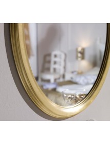 Specchiera in foglia oro ovale- Misure: 59 x 69 x 3