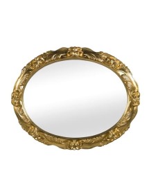 MOBILI2G - Specchiera in foglia oro ovale-sagomata misura : L.89 x H. 69 x P. 6