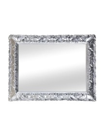 MOBILI2G - Specchiera in foglia argento brillante rettangolare- Misure: l.88 x h.148 x p.5