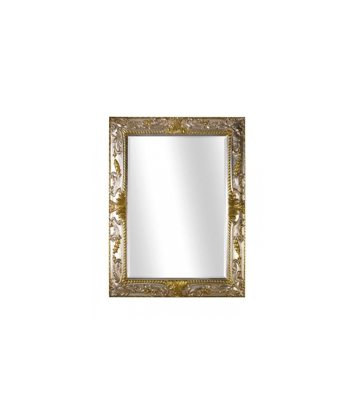 MOBILI 2G - Specchiera in foglia argento con particolari mecca rettangolare Misure: 96 x 126 x 5