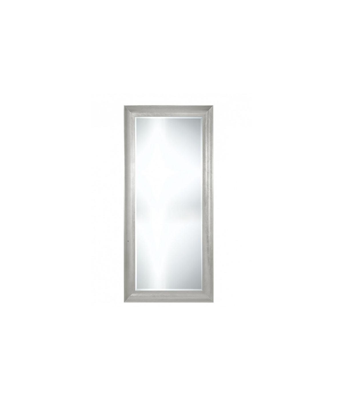 MOBILI2G - Specchiera foglia argento brillante rettangolare l.90 x h.180 x p.7