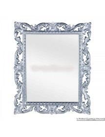 MOBILI2G - Specchiera foglia argento brillante rettangolare- Misure: l.73 x h.86 x p.4