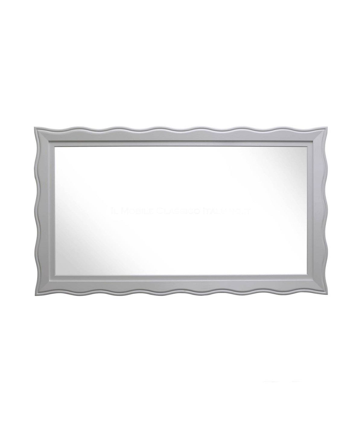 MOBILI2G - Specchiera laccata bianco lucido rettangolare- Misure: 91 x 158 x p.4,5