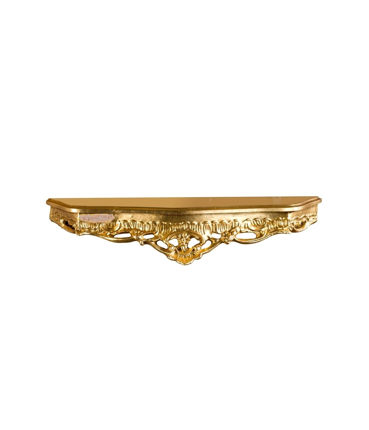 MOBILI2G - CONSOLLE BAROCCA SOSPESA IN FOGLIA ORO MISURA : L.69 x H. 14 x P. 7