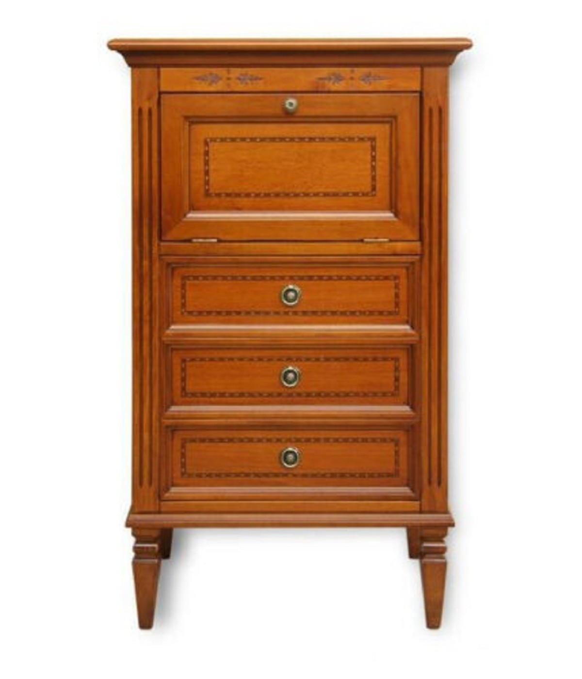 MOBILI 2G - CASSETTIERA CLASSICA IN LEGNO 3 CASSETTI E RIBALTA FINITURA BASSANO L.60 P.41 H.100