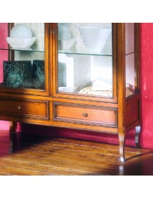 VETRINA CLASSICA IN LEGNO 2 PORTE 2 CASSETTI FINITURA BASSANO L.108 P.40 H.130