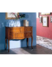 MOBILI 2G - CONSOLLE CASSETTIERA CLASSICA IN LEGNO 5 CASSETTI FINITURA BASSANO L.98 P.40 H.85