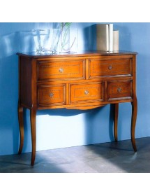 MOBILI 2G - CONSOLLE CASSETTIERA CLASSICA IN LEGNO 5 CASSETTI FINITURA BASSANO L.98 P.40 H.85