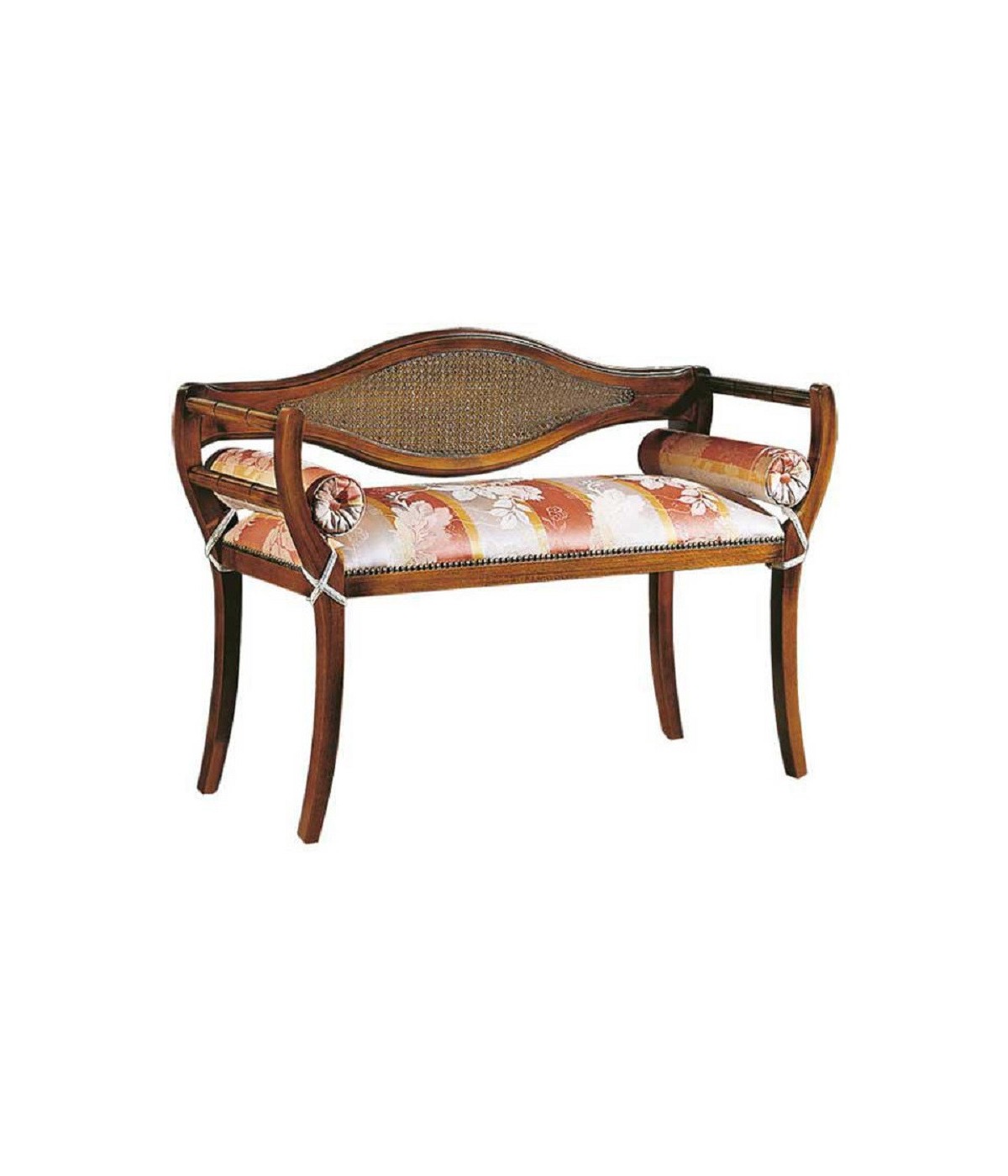 DIVANETTO IMBOTTITO IN LEGNO CON FREGI 103x38x77