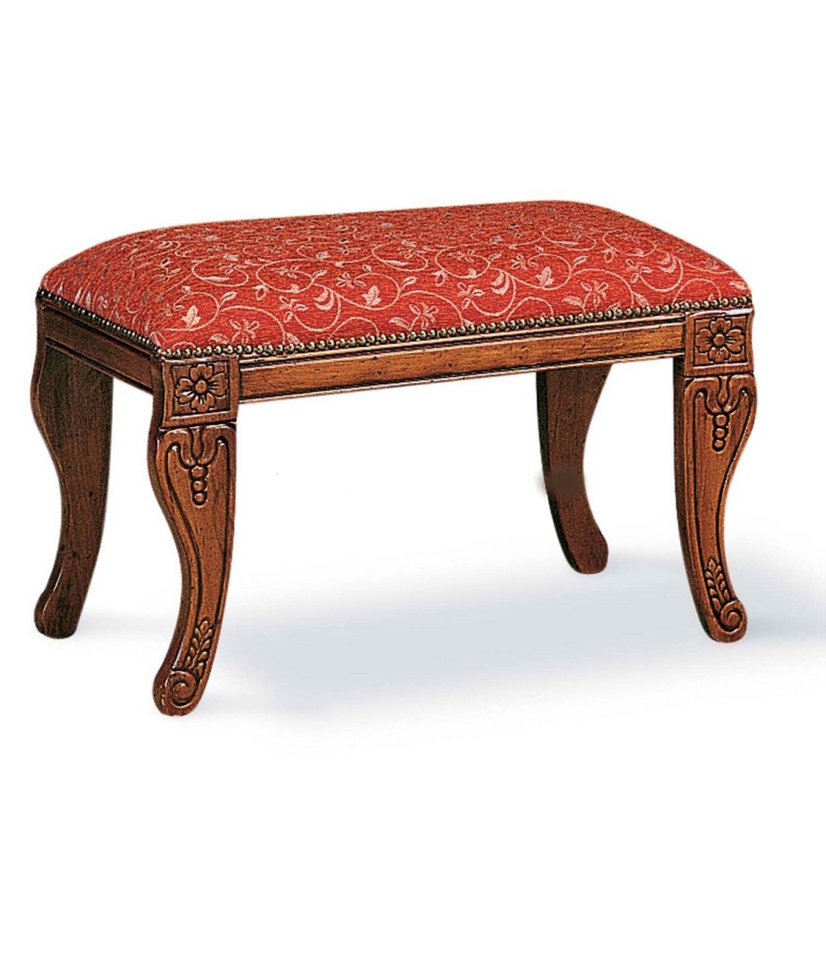 MOBILI 2G - PANCA IMBOTTITA IN LEGNO INTAGLIATO CON FREGI