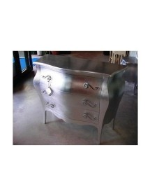 MOBILI 2G - Comò 3 cassetti bombato 116*45*85 ARGENTO (1914) vista frontale