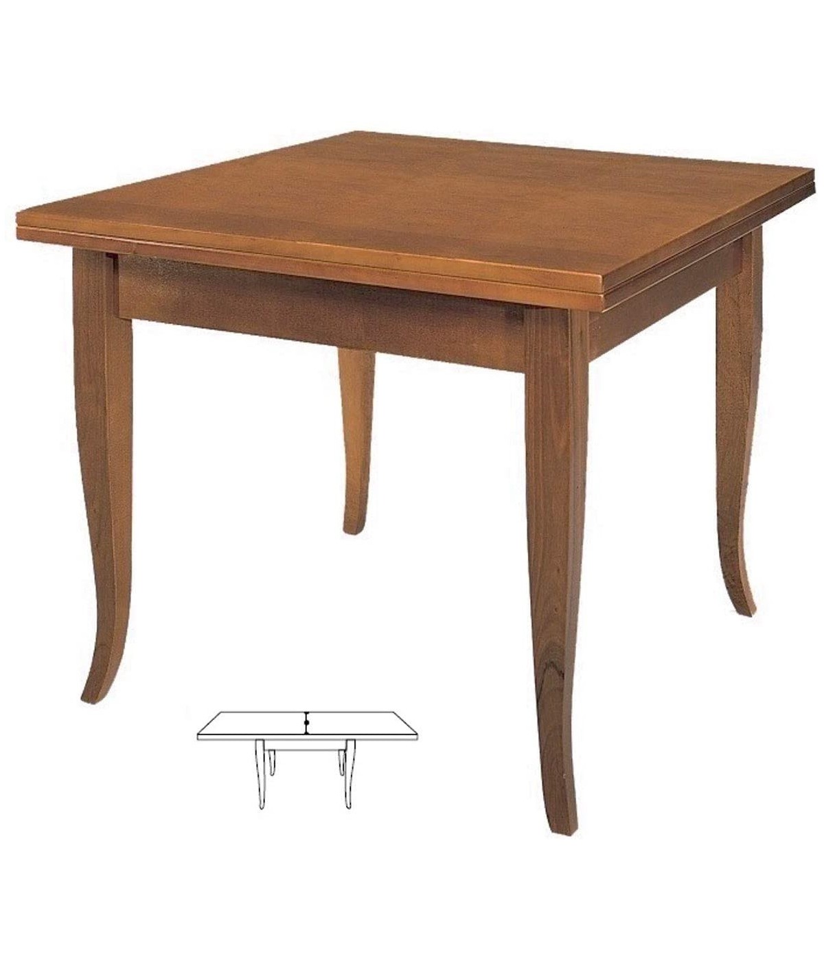 MOBILI 2G - TAVOLO NOCE GAMBA SCIABOLA 80x80 ALLUNGABILE A LIBRO