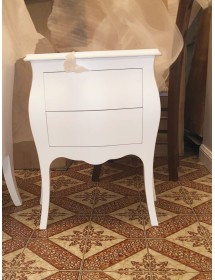 MOBILI 2G - COMODINO BOMBATO 2 CASSETTI LEGNO BIANCO OPACO 49x29x61 VISTA FRONTALE