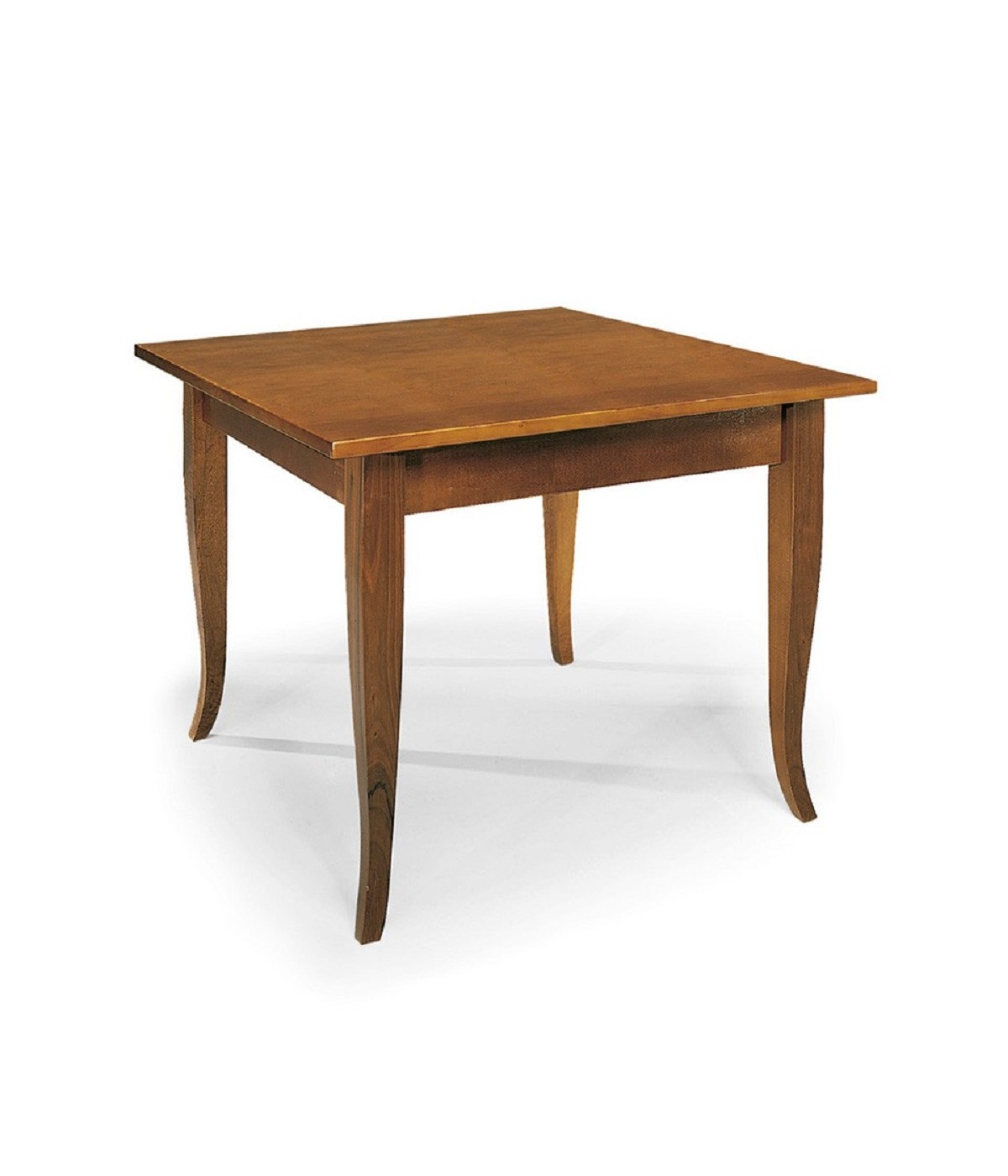 MOBILI 2G - TAVOLO CLASSICO FISSO IN LEGNO MASSELLO TINTA NOCE (90x90) VISTA FRONTALE