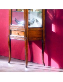 VETRINA CLASSICA IN LEGNO 1 PORTA 1 CASSETTO FINITURA BASSANO L.55 P.40 H.140
