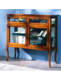 MOBILI 2G - VETRINA CLASSICA IN LEGNO 2 PORTE 2 RIBALTE FINITURA BASSANO L.100 P.38 H.95