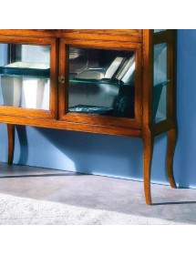VETRINA CLASSICA IN LEGNO 2 PORTE 2 RIBALTE FINITURA BASSANO L.100 P.38 H.95