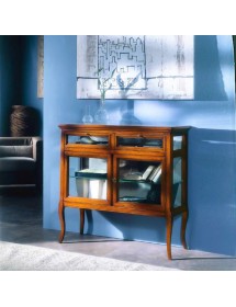 VETRINA CLASSICA IN LEGNO 2 PORTE 2 RIBALTE FINITURA BASSANO L.100 P.38 H.95