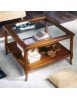 MOBILI 2G - TAVOLINO CLASSICO VETRO E LEGNO FINITURA BASSANO L.90 P.90 H.55