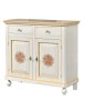 MOBILI 2G - MADIA CREDENZA 2 ANTE LEGNO AVORIO PENNELLATO E DECORI 104x43x98