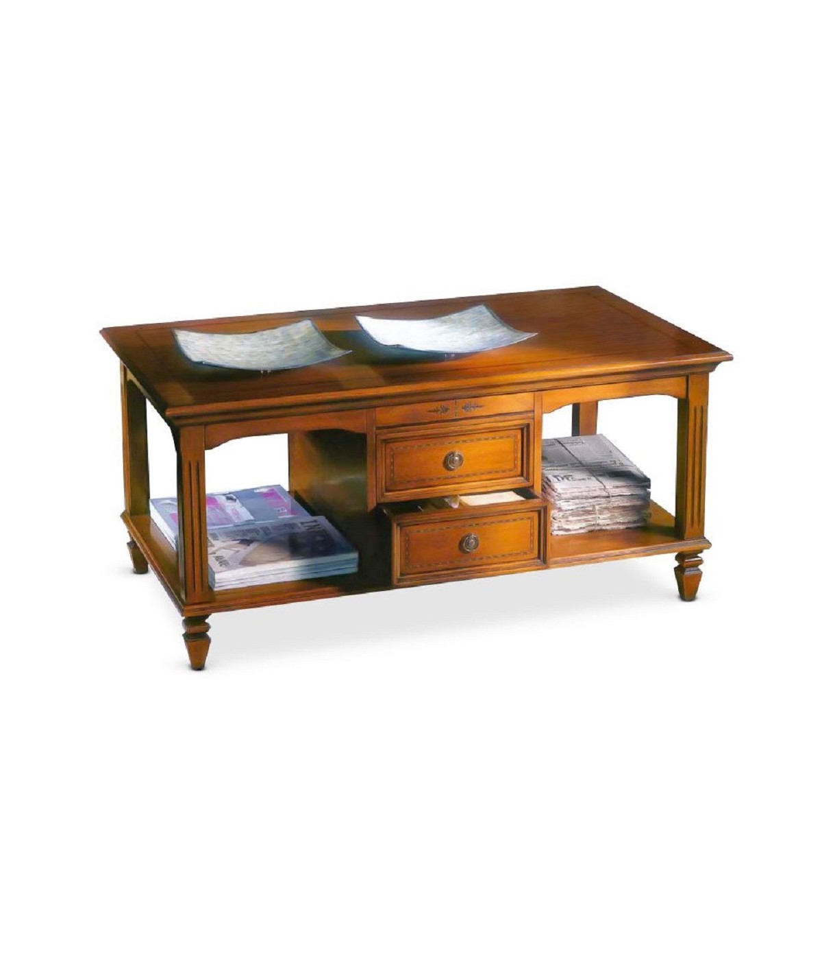 MOBILI 2G - TAVOLINO CLASSICO DA SALOTTO IN LEGNO 2 CASSETTI FINITURA BASSANO L.115 P.65 H.55