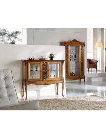 MOBILI 2G - VETRINA CLASSICA IN LEGNO 2 PORTE FINITURA BASSANO L.111 P.44 H.100