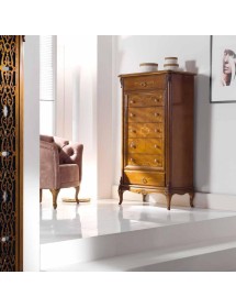 MOBILI 2G - CASSETTIERA CLASSICA IN LEGNO 7 CASSETTI FINITURA BASSANO L.76 P.44 H.140