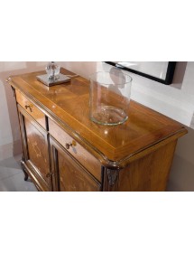CREDENZA CLASSICA IN LEGNO 2 PORTE 2 CASSETTI FINITURA BASSANO L.111 P.44 H.91