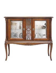 MOBILI 2G - VETRINA CLASSICA IN LEGNO 2 PORTE FINITURA BASSANO L.111 P.44 H.100