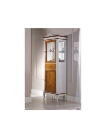 MOBILI 2G - VETRINA CLASSICA PROVENZALE IN LEGNO 2 PORTE 1 CASSETTO L.61 P.41 H.190