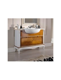 MOBILI 2G - MOBILE BAGNO PROVENZALE IN LEGNO LAVABO E PIANO IN MARMO L.111 P.61 H.85