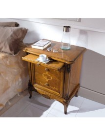 MOBILI 2G - COMODINO CLASSICO IN LEGNO 2 CASSETTI 1 TIRETTO FINITURA BASSANO L.61 P.41 H.71