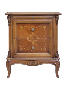 MOBILI 2G - COMODINO CLASSICO IN LEGNO 2 CASSETTI 1 TIRETTO FINITURA BASSANO L.61 P.41 H.71