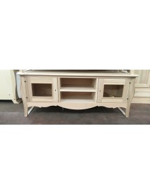 MOBILI 2G - PORTA TV  CLASSICO IN LEGNO BOMBATO 2 PORTE GREZZO L.160 P.50 H.61