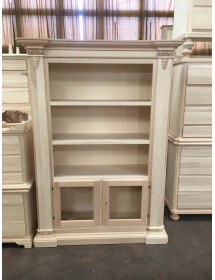 MOBILI 2G - LIBRERIA CLASSICA 2 PORTE 2 RIPIANI IN LEGNO GREZZO L.145 P.50 H.202 (407) vista frontale