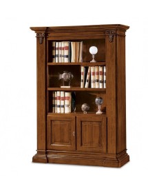 LIBRERIA CLASSICA 2 PORTE 2 RIPIANI IN LEGNO GREZZO L.145 P.50 H.20...